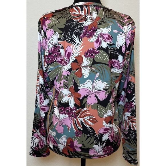 Roxy Women's Rash Guard Multicolor Floral Pattern UPF 50+ Size Large - Picture 3 of 4